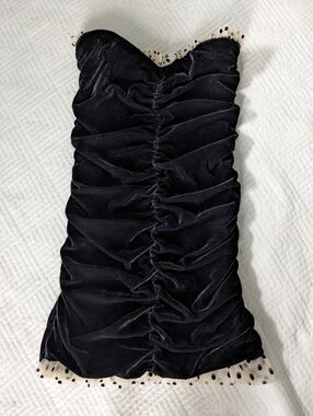 Kimchi Blue Strapless Mini Dress Velour Polka Dot Urban Outfitters Size Medium